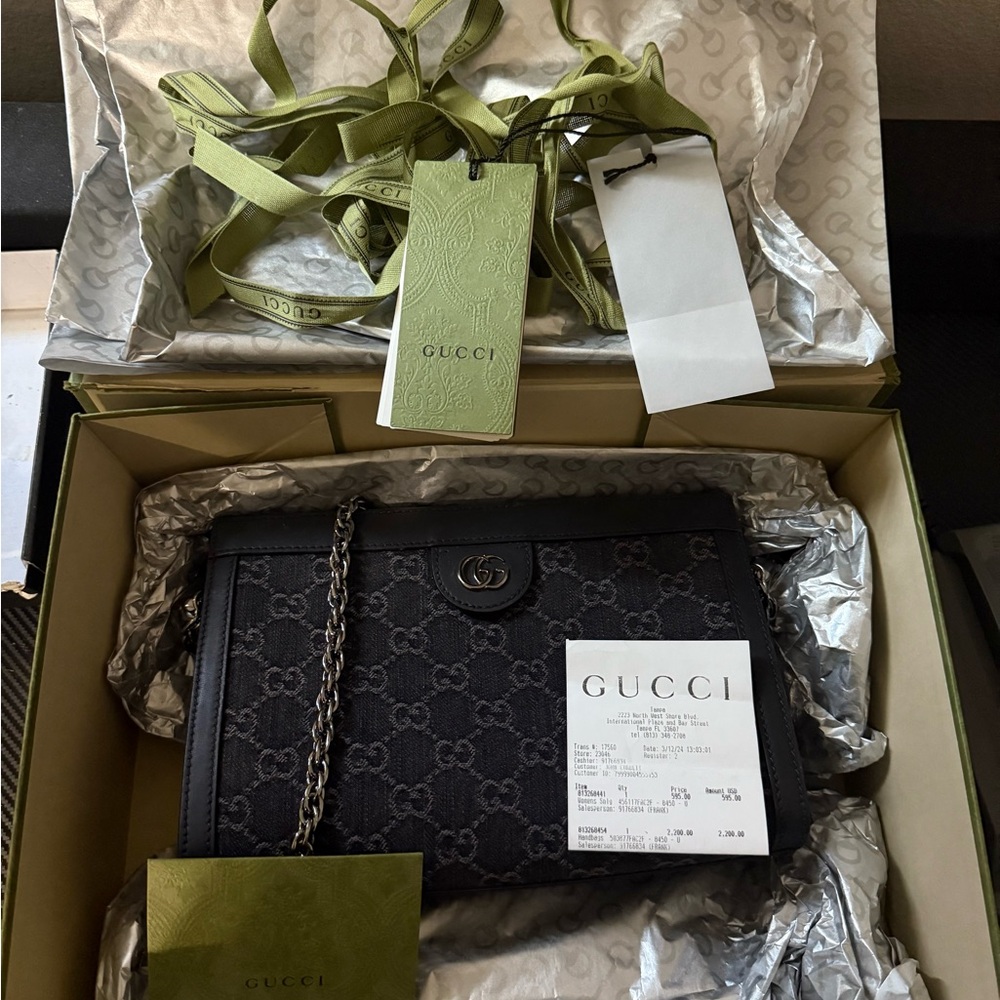 Gucci Black Crossbody Bag with Chain Detail
